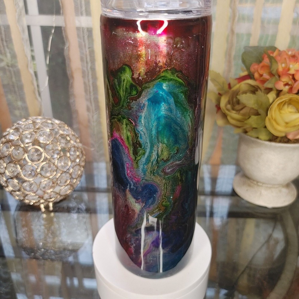Handcrafted Tumbler Multicolor Stainless Steel with Straw 25oz Skinny